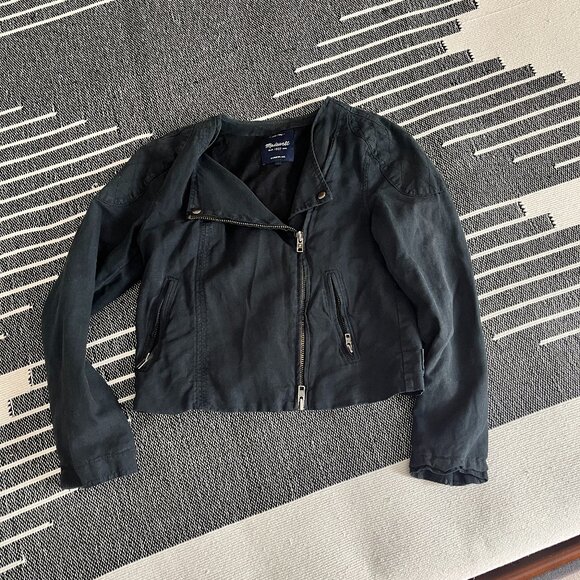 MADEWELL MOTO JACKET COTTON-LINEN BLEND SIZE M - Picture 1 of 3